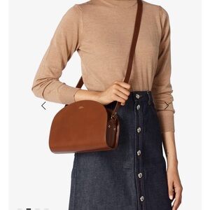 A.P.C. Tan Leather Demi Luna (Half Moon) Crossbody Bag NWT